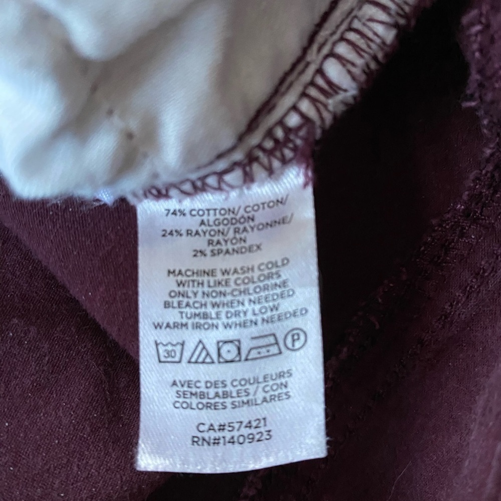 Loft Skinny Velvety Pants maroon Size 8 - Picture 7 of 10